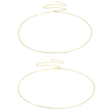 Imagem de 2 Peças de Correntes Cintura para Mulheres, Cinto Corrente Barriga Dourada à Prova de Água Ajustável Praia Biquíni Sexy Joias para o Verão Praia Festa na Piscina Joias Corporais da Moda