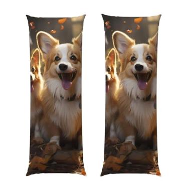 Imagem de Capa de travesseiro corporal com zíper oculto, fronha longa de microfibra macia e respirável para travesseiro corporal, duas capas de travesseiro Corgis para presente de dormir fronha de cama 50 x 137
