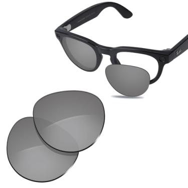 Imagem de Glintbay Lentes de óculos de sol de substituição 100% precisas para óculos de sol Ray-Ban Meta Headliner RW4009F 51 mm ponte baixa - espelhado prateado metálico polarizado