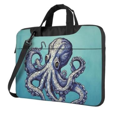 Imagem de Capa para laptop com design de polvo, à prova de choque, capa protetora para notebook, bolsa portátil à prova d'água para homens e mulheres, Preto, 14 inch