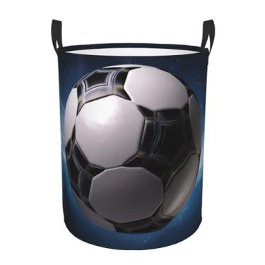Imagem de Cesto de lavanderia com bola de futebol, dobrável, impermeável, cesto de armazenamento de roupas com alças, pano Oxford, organizador de brinquedos, cesta para banheiro, lavanderia, quarto, pequeno
