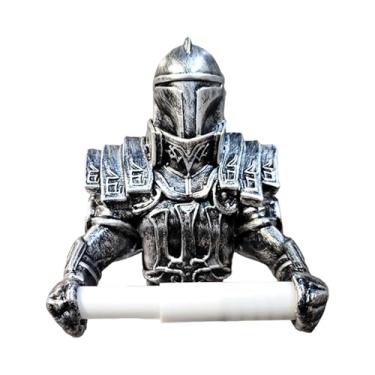 Imagem de Fenteer Suporte de papel higiênico Knight para parede, estátua de resina, suporte de rolo de papel toalha à prova d'água para banheiro