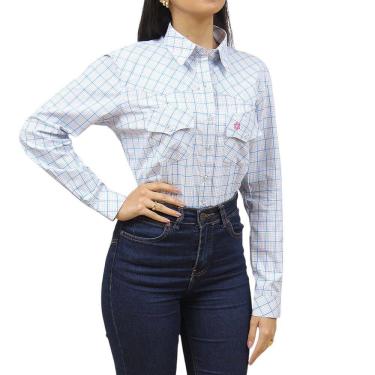 Imagem de Camisa Feminina Xadrez Manga Longa Azul Tuff 37770