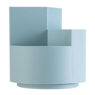Imagem de Porta-lápis, 3 compartimentos para lápis de 360 graus para mesa, organizador de mesa giratório de plástico, organizador de caneta portátil para escritório, escola, casa, arte