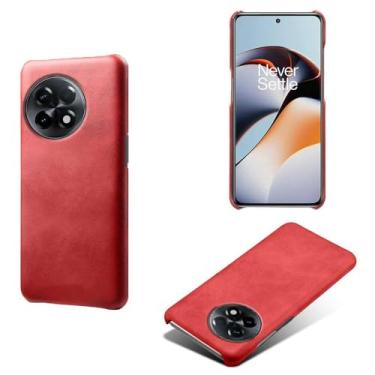 Imagem de Capa para Oneplus Ace 2,Proteção contra quedas,Casca de volta de cor sólida simples,Design de couro de imitação de plástico-Red