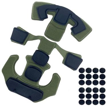 Imagem de Pastilhas táticas para capacete, airsoft para uso externo, almofada interna de espuma de memória, kit de enchimento de capacete, compatível com Fast/Mich/ACH/USMC/PASGT/EX (1G verde)