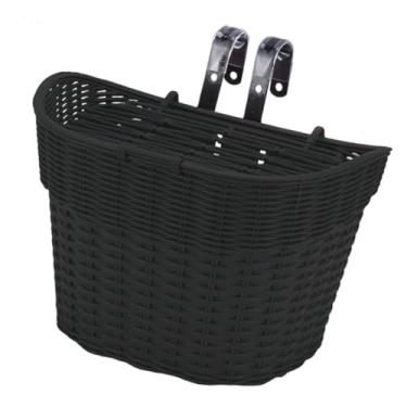 Imagem de Generic Cesta de bicicleta infantil, cesta de ciclismo multifuncional com ganchos, acessório de decoração frontal para meninos, parques, rua, compras, Preto