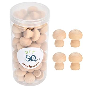 Imagem de KIMISS 50pcs Ornamentos de Cogumelos de Madeira - Brinquedos Artesanais para DIY para Decoração de Escritório Em Casa, Cor de Madeira, Ideal para 'projetos Criativos e Designs Artísticos