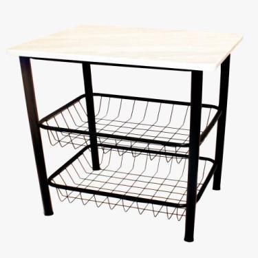 Imagem de Mesa Para Microondas 55 cm Com 2 Cestos Moura, Preto