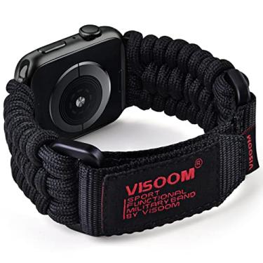 Imagem de VISOOM Pulseiras de nylon resistente compatíveis com Apple Watch Ultra 2 de 49 mm, 46 mm, 45 mm, 44 mm e 42 mm, pulseira esportiva trançada para Apple Watch Ultra séries 10 9 8 7 6 5 4 3 2 1 SE
