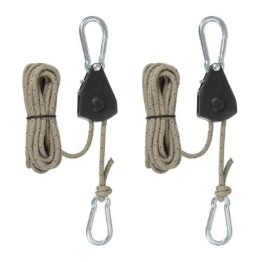 Imagem de PATIKIL 2 peças cabides de corda ajustáveis, 1/20.3 cm x 2.4 m Ratchet Grow Light Hangers Refletivo Reforçado Interno Catraca Engrenagem Ratchets para pendurar caiaque, preto