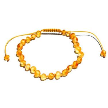 Imagem de Pulseira e Tornozeleira Regulável (18cm) Âmbar Báltico Mel Não Polido 