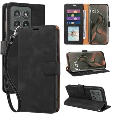 Imagem de JHWVVTF Capa carteira para Motorola Edge 2025 com bloqueio RFID, 4 compartimentos para cartões, fecho magnético protetor à prova de choque, alça de pulso removível e suporte para viagens/uso diário