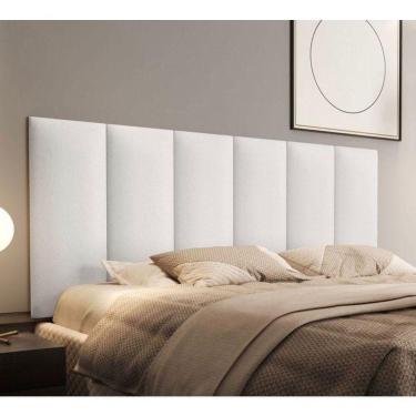 Imagem de Cabeceira Almofadada Grazy - 140cm Suspensa Suede Mdf Branco - Movelove Branco