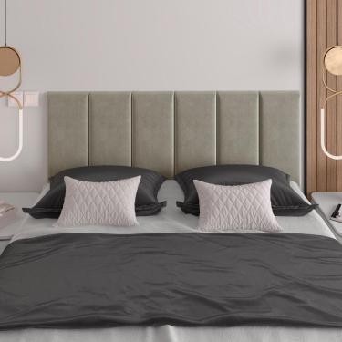 Imagem de Cabeceira Almofadada Queen 160 Cm Paris - Suspensa Suede Mdf Pérola - Movelove