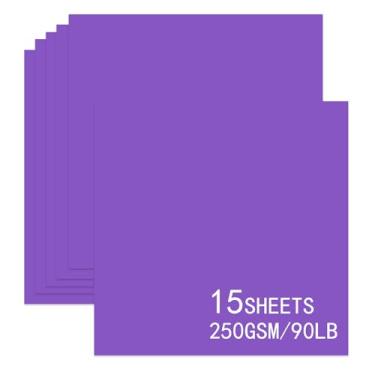 Imagem de 15 folhas de papelão roxo 30,5 x 30,5 cm, 250 gsm/40,8 kg, cartolina grossa e lisa, perfeita para fazer cartões, álbuns de recortes e artesanato (roxo)