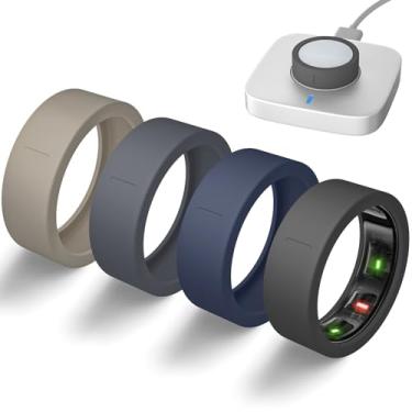 Imagem de BandRain Capas ultrafinas compatíveis com Oura Ring Gen 4/Oura Gen 3, capa protetora de silicone elástico antiarranhões, acessórios para anel ULTRAHUMAN AIR mulheres e homens, pacote com 4