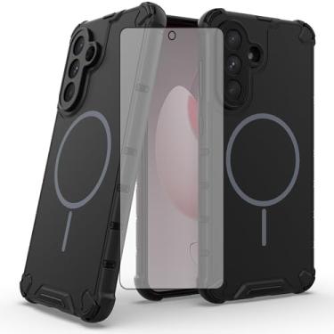 Imagem de Asuwish Capa de telefone para Samsung Galaxy A56 5G capa magnética com protetor de tela de vidro temperado e resistente, fina, híbrida, celular, TPU macio, acessórios de celular fino A 56 56A LTE