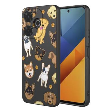 Imagem de HTXWXJC Capa de telefone para Xiaomi Poco M6 4G, capa Redmi 13, capa à prova de choque flexível bumper TPU capa macia padrão cão capa de telefone para Xiaomi Redmi 13 Black Dog