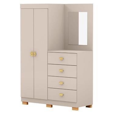 Imagem de Guarda Roupa Cômoda Com Espelho 120cm Cristal Fendi - Vila Rica