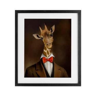Imagem de Stupell Industries Gentleman Girafa Gravata borboleta preta emoldurada sob vidro design por Matthew Piotrowicz, 40,6 x 33,5 cm