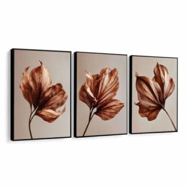 Imagem de Quadros Decorativos Folhagens Folhas Marrom Sala Com Moldura (Moldura Preta, 60x80, Com Vidro)