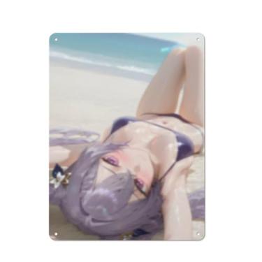 Imagem de Anime Sexy Bikini Hot Girl Pinup Girl Metal Tin Sign Wall Art Poster Decor for Home Bar Club Bedroom Bathroom Man Cave Otaku 30,5 x 40,6 cm, AH332