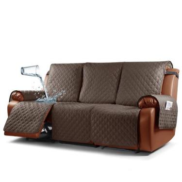 Imagem de Capa de sofá reclinável impermeável Ruaozz 3 lugares marrom