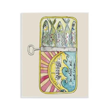 Imagem de Stupell Industries Design artístico de placa de parede em lata de sardinha pastel por NOLA JAMES, 35,5 x 28,5 cm