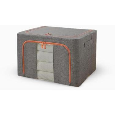 Imagem de Caixa Organizadora Roupas Multiuso Dobrável Desmontável Cinza Organizador Multiuso Capacidade Durabilidade Praticidade Empilhável Flexível Armários Gavetas Brinquedos Toalhas - Cinza