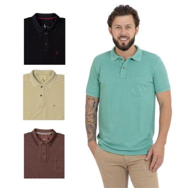 Imagem de Kit 4 Camisa Polo Masculina Pique Premium com Bolso Casual