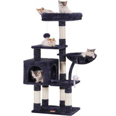 Imagem de Cat Tree Heybly HCT004SG Smoky Grey com brinquedo para gatos doméstico