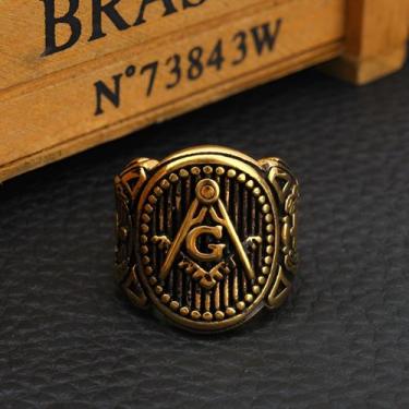 Imagem de Anel Masculino Maçom Maçoníco Aço 316l Banhado A Ouro 18k - Euro Impor