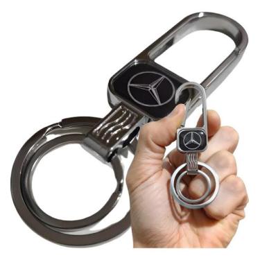 Imagem de Chaveiro Mercedes Benz Metal Mosquetão Chave Carro 2 Argolas Metal / M
