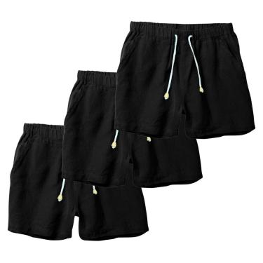 Imagem de Kit 3 Shorts Linho Bermuda Masculina Com Cordão Estilo Casual-Masculino