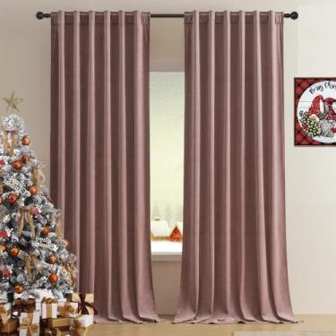Imagem de Cortinas Timeper Pink Velvet, 244 cm de comprimento, rosa selvagem, x2
