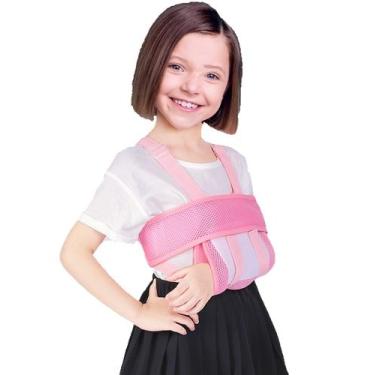 Imagem de Arm Sling DouHeal Medical Kids para braços quebrados e ombros rosa