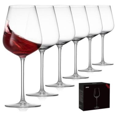 Imagem de Copos de vinho JBHO Hand Blown Bordeaux 530ml, conjunto de 6 cristais