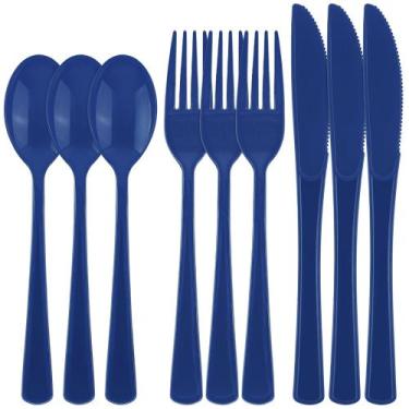 Imagem de Conjunto de talheres de plástico Kochorie Dark Blue 300 peças