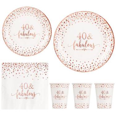 Imagem de Conjunto de talheres de festa Crisky 40th Birthday Rose Gold para 24 c