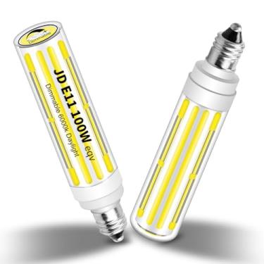 Imagem de Megereet Lâmpada de halogêneo mini candelabro regulável JDE11 120V 100W equivalente, lâmpadas LED T4 COB E11 reguláveis, luz do dia branca 6000K, 10W 1100LM JDE11 lâmpadas de ventilador de teto, 2