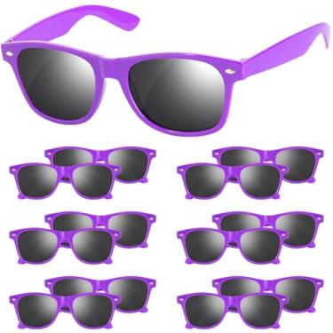Imagem de AILEHO Óculos de sol pretos lembrancinhas de festa – pacote com 12 óculos de sol a granel para casamento, formatura, aniversário, piscina, praia, festa, Roxa, 12 Pack