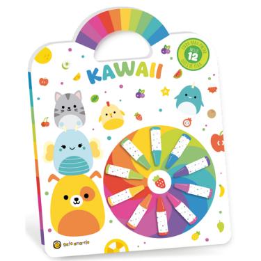 Imagem de Cata-Vento Colorido - Kawaii: Livro Para Pintar C/ 12 Giz De Cera