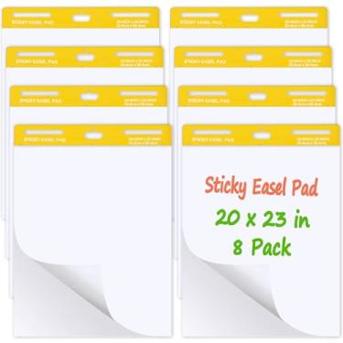 Imagem de ReliThick 8 blocos de cavalete de alta qualidade, 50,8 x 58,4 cm, branco, 30 folhas/bloco, papel de âncora para professores, papel flip chart com adesivo, grande autoadesivo, poder de colagem