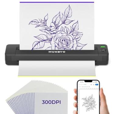 Imagem de MUNBYN Impressora de tatuagem de estêncil ITP06, impressora térmica sem fio 300DPI com 20 papéis de transferência, impressoras de tatuagem compatíveis com smartphone e PC para tatuadores e iniciantes