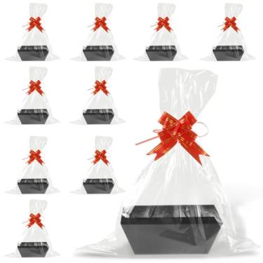 Imagem de Tcwhniev 10 cestas para presentes, kit de cesta de presente de papel vazio com 10 laços e 10 sacos, cestas de presente vazias portáteis cesta de papel multiuso para casamento, festa de aniversário