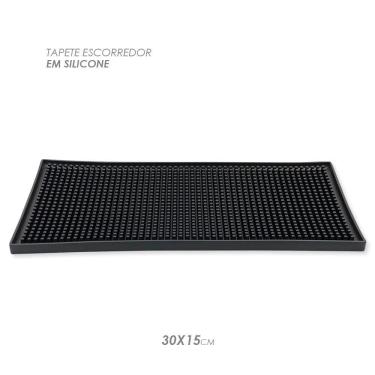 Imagem de Tapete Escorredor Para Louças Em Silicone Preto 30X15Cm
