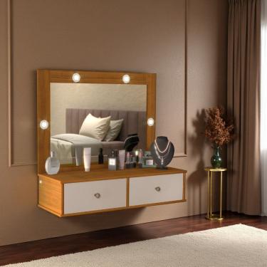 Imagem de Penteadeira Com Espelho e Luz Estilo Suspenso 2 Gavetas Isis