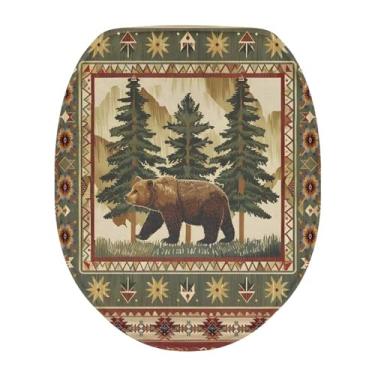 Imagem de Luarisgur Bear Tree Capas de assento de vaso sanitário macias para banheiro capas de vaso sanitário laváveis fofas crianças capa de assento de vaso sanitário decorações para a maioria dos tamanhos de