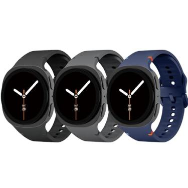 Imagem de YuiYuKa Pulseiras esportivas compatíveis com Samsung Galaxy Watch 8 de 40 mm e 44 mm/8 Classic de 46 mm, pacote com 3 pulseiras de silicone macio sem lacunas para Galaxy Watch 8 Classic de 46 mm para